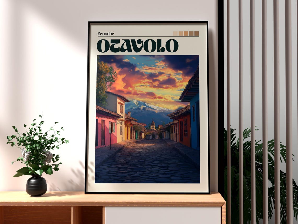 Otavalo Poster Ecuador Art Travel Print Wall Backpacking South America