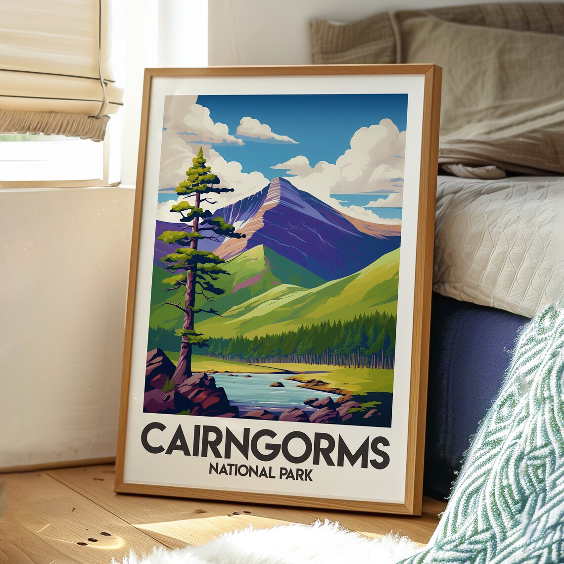 Cairngorms National Park Mountain Lake Pine Forest Travel Poster - Image 3