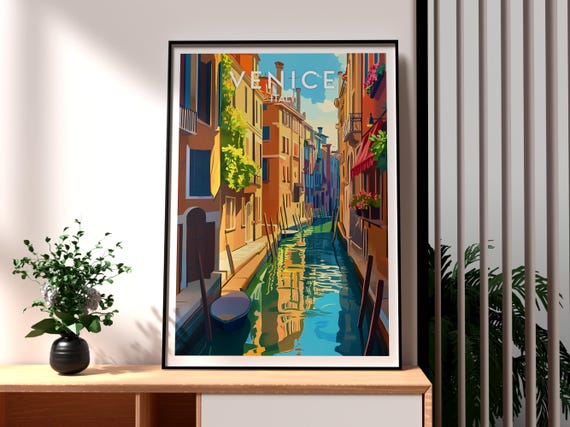 Venice Italy Canal Travel Poster, Wall Art Print