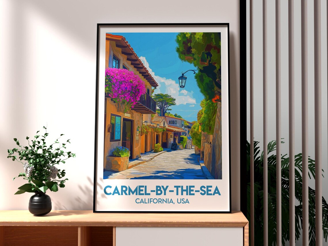 Carmel-by-the-Sea California Bougainvillea Street Village Poster