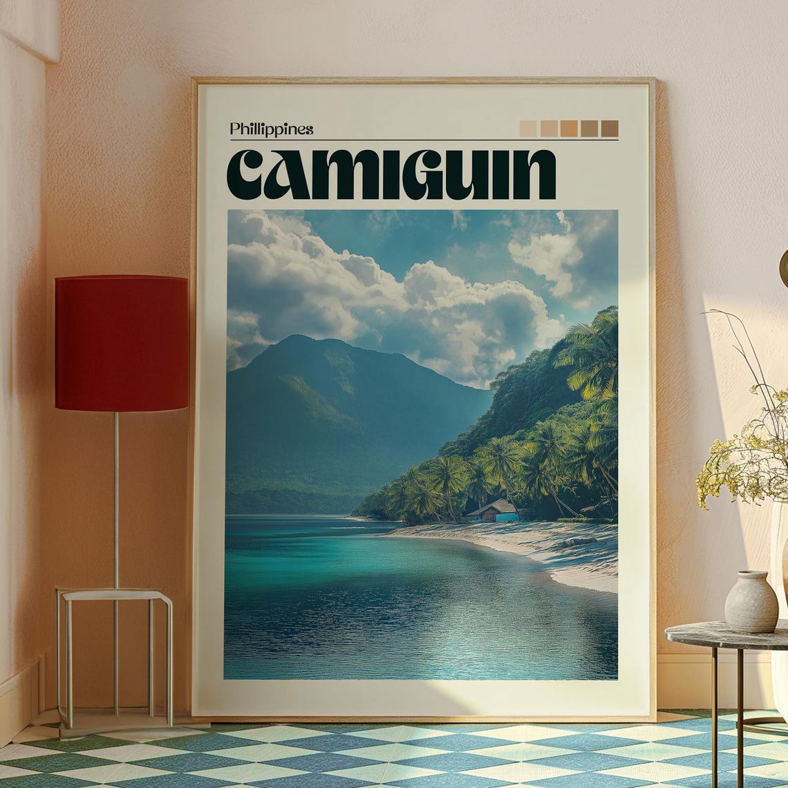 Camiguin Philippines Tropical Beach Volcano View Travel Poster - Image 2