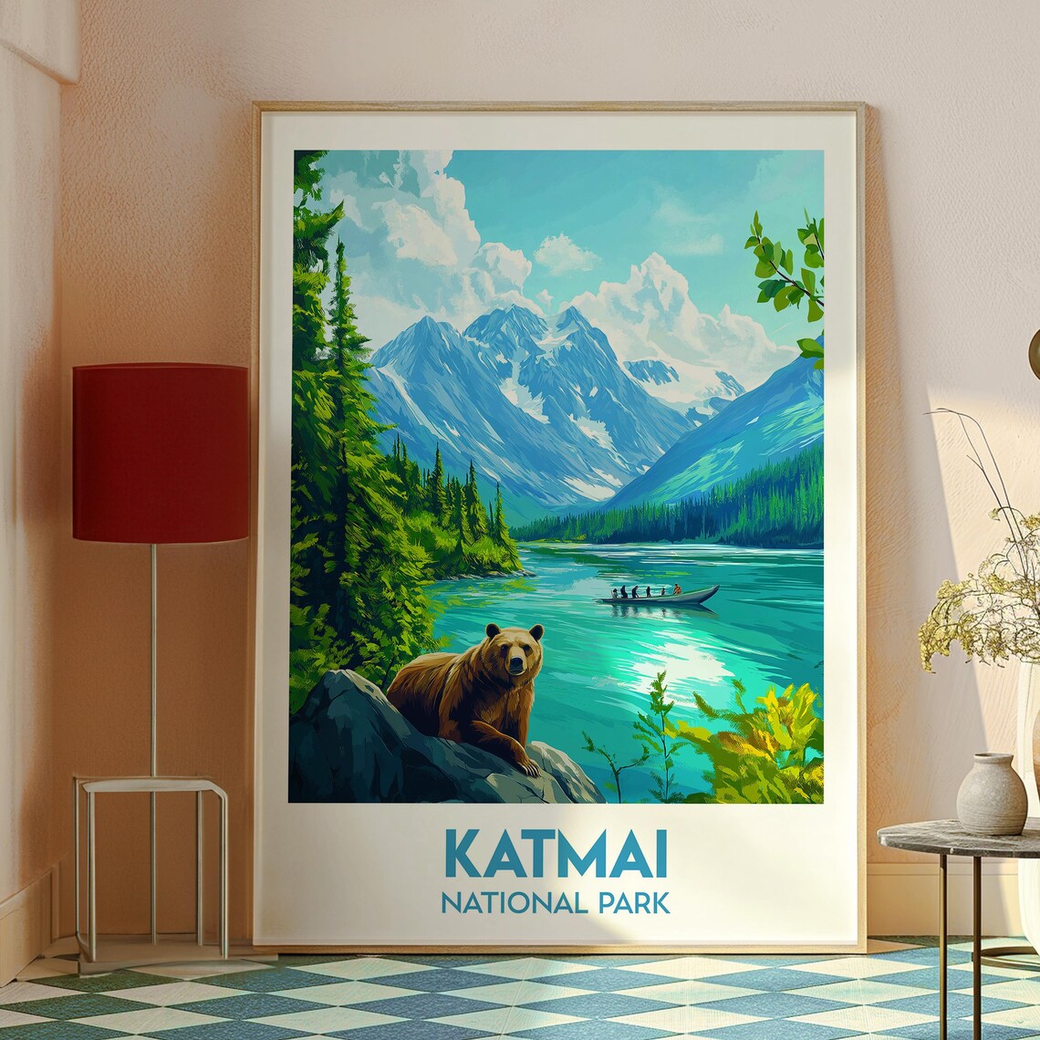 Katmai National Park Alaska Brown Bear Lake Glacier Peaks Poster - Image 2