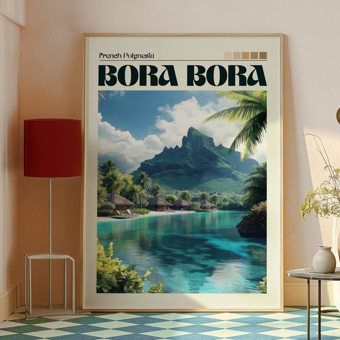 Bora Bora Island Lagoon and Mountain View Scene Travel Poster - Image 2