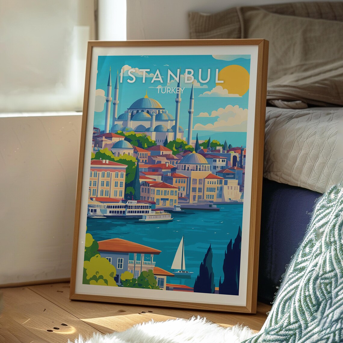 Istanbul Turkey Domed Mosque Minarets Golden Horn Travel Poster - Image 3