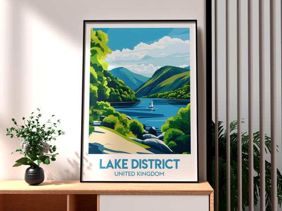 The Lake District Print Wall Art Uk Countryside Poster Travel Keswick Hiking