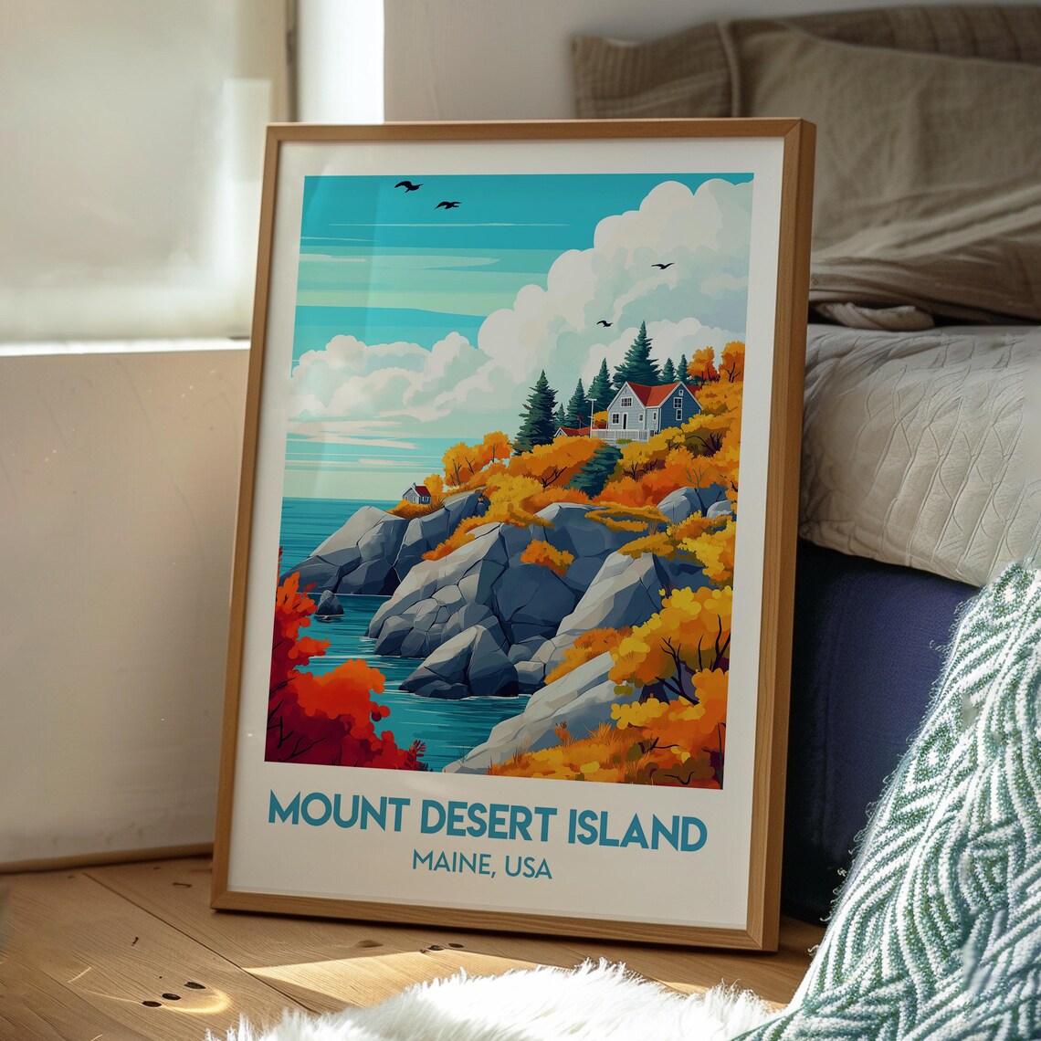 Mount Desert Island Maine USA Rocky Coast Autumn Foliage Travel Poster - Image 3