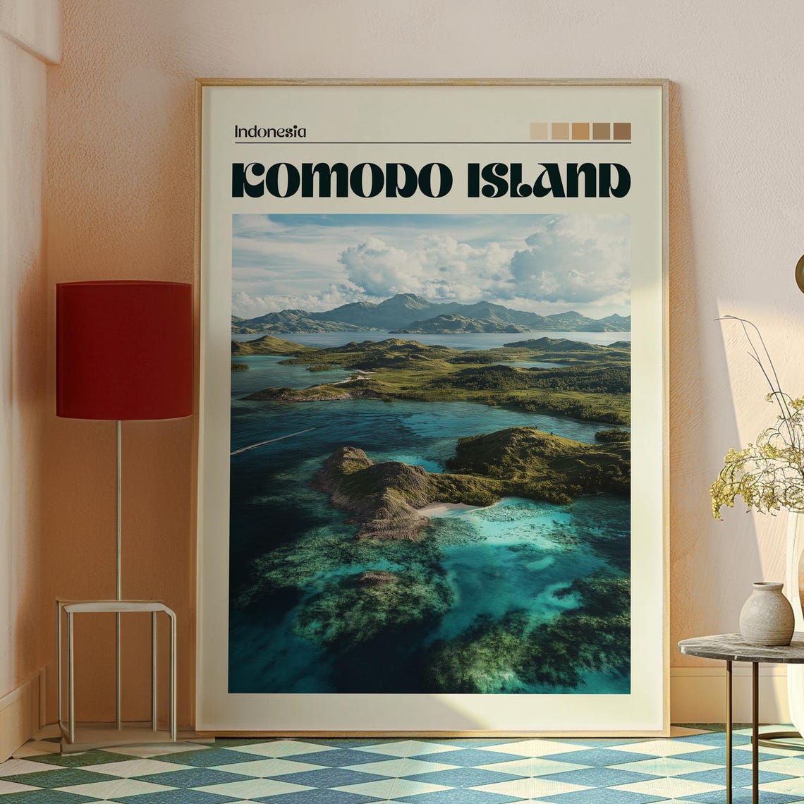 Komodo Island Indonesia Aerial Archipelago Reef Photo Poster - Image 2
