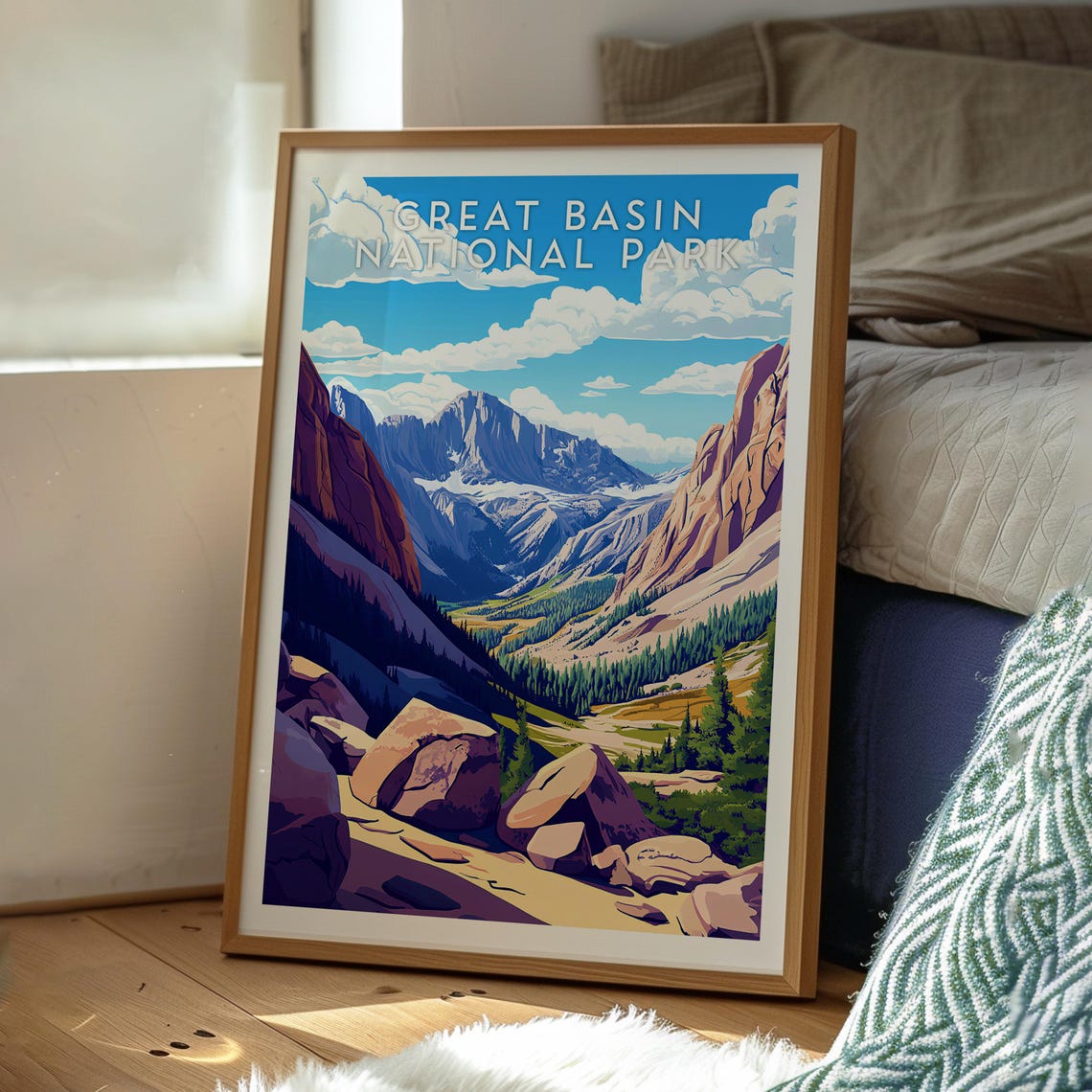 Great Basin National Park Nevada Snow Capped Peak Rocky Valley Poster - Image 3