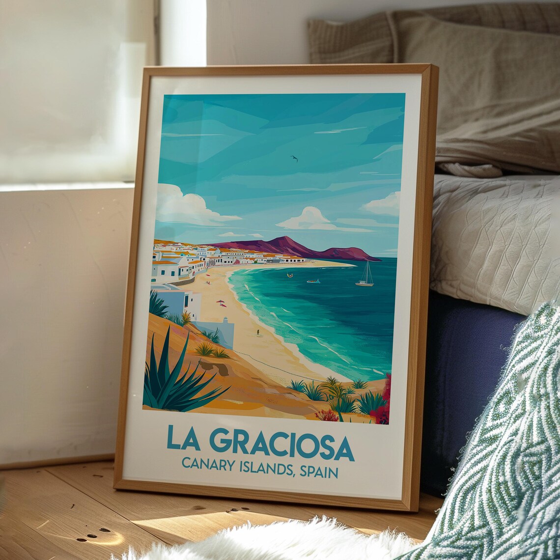 La Graciosa Spain Canary Island Beach Turquoise Sea Travel Poster - Image 3