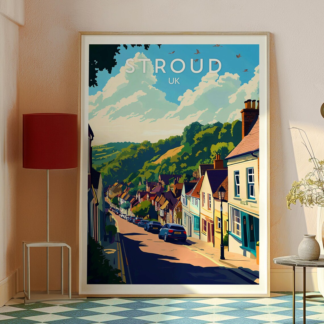 Stroud UK Steep Town Street Green Hills Cotswold Countryside Poster - Image 2