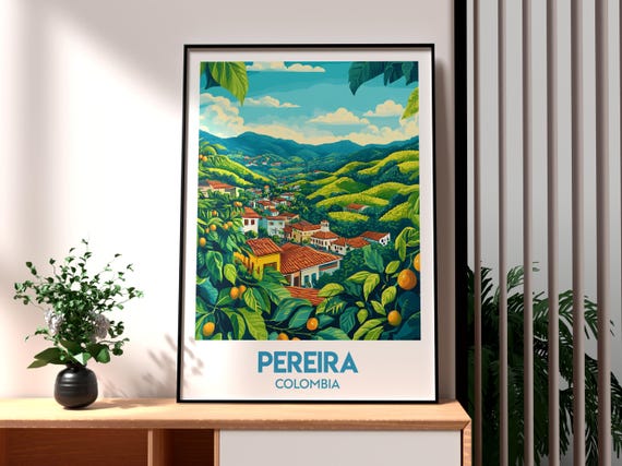 Pereira Poster Colombia Coffee Travel Print Wall Art Backpacking South America
