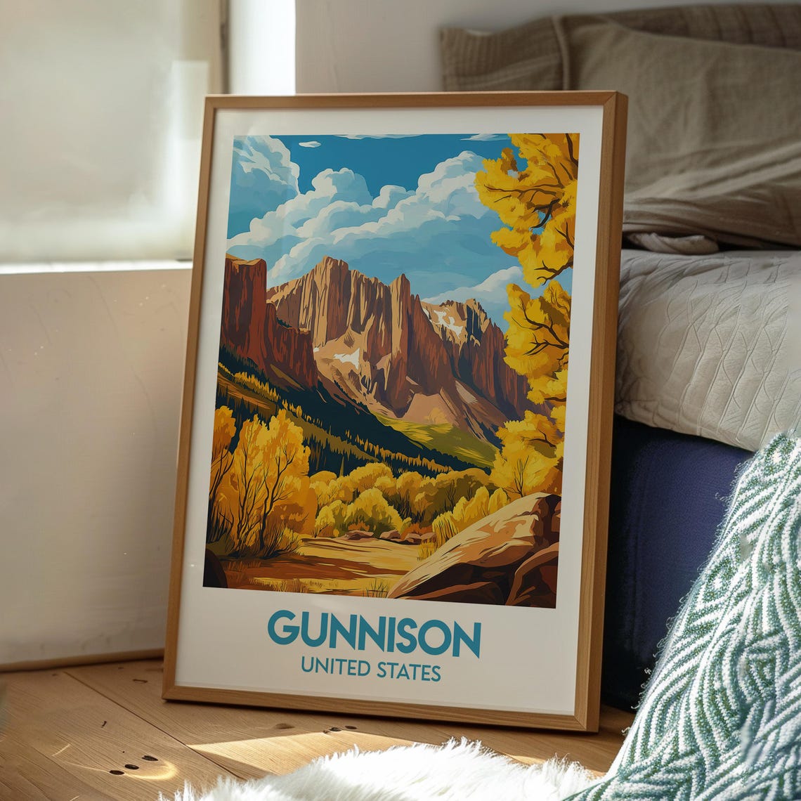 Gunnison USA Autumn Canyon Golden Valley Fall Landscape Poster - Image 3
