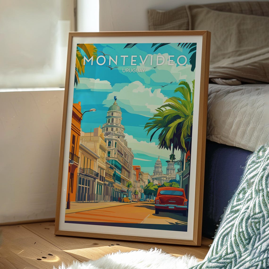 Montevideo Uruguay Grand Avenue Historic Domed Building Travel Poster - Image 3
