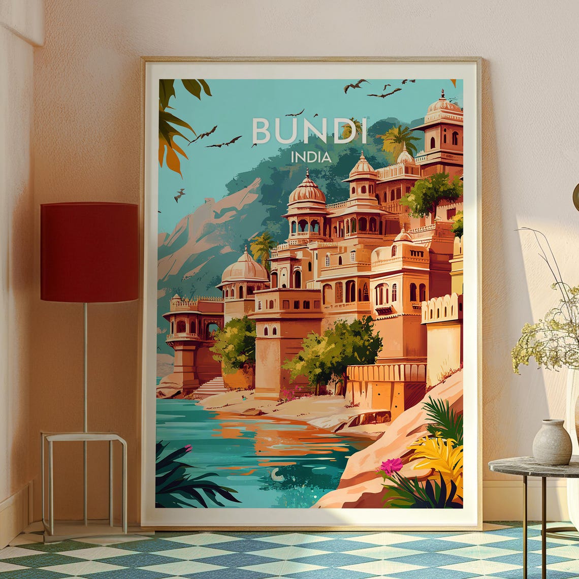 Bundi India Palace Lake Shore Royal Heritage Waterfront Poster - Image 2