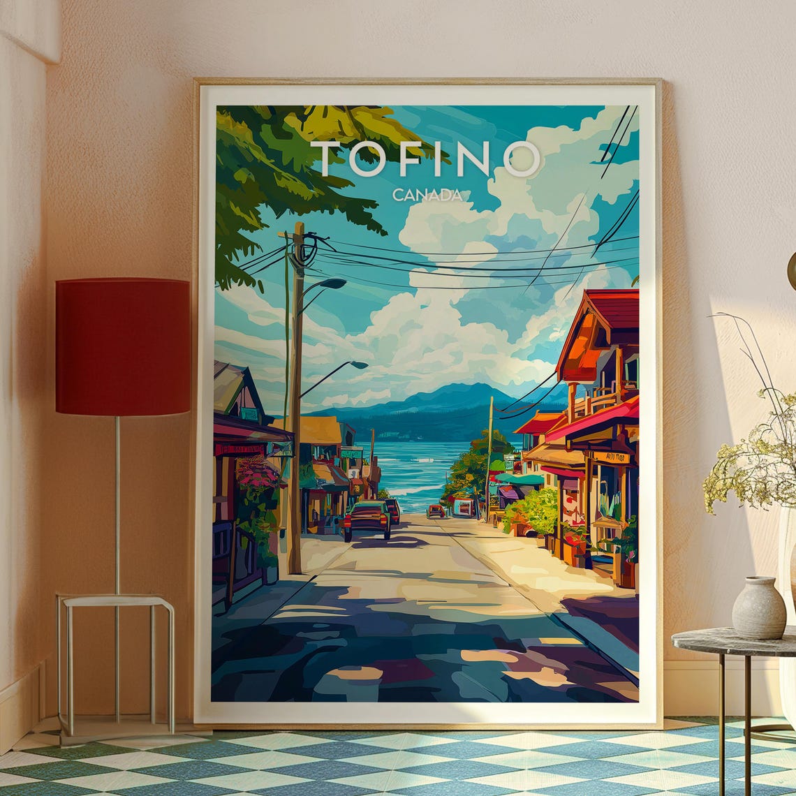 Tofino Canada Oceanfront Main Street Shops Surf Town Vintage Poster - Image 2