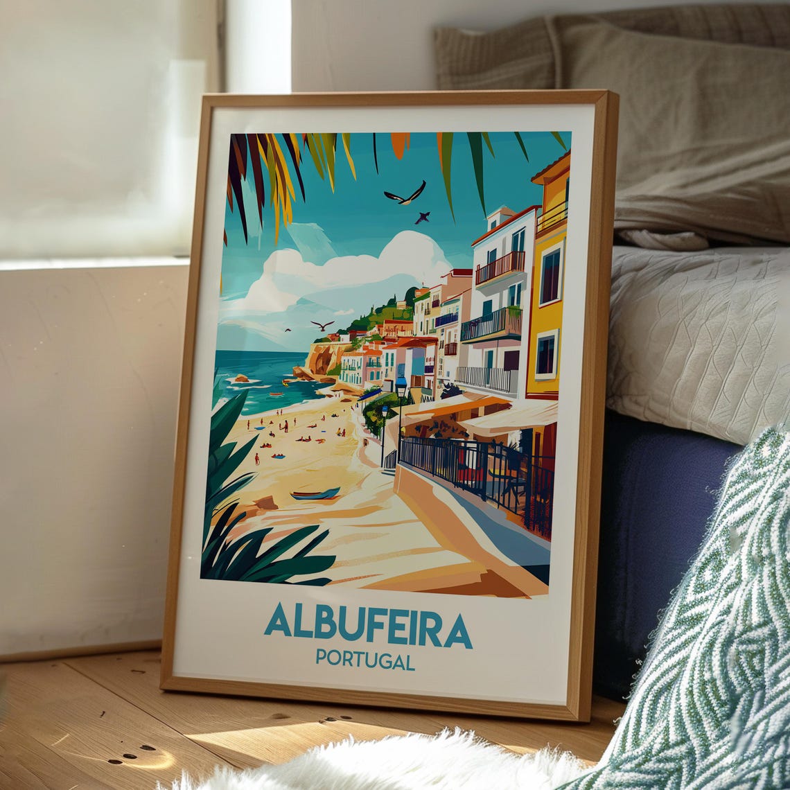 Albufeira Portugal Algarve Beach Cliffs Colorful Old Town Poster - Image 3