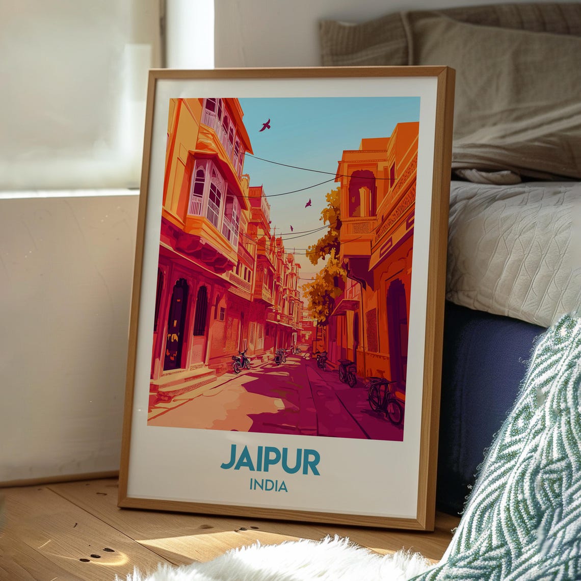 Jaipur India Pink City Old Street Architecture Sunset Poster - Image 3