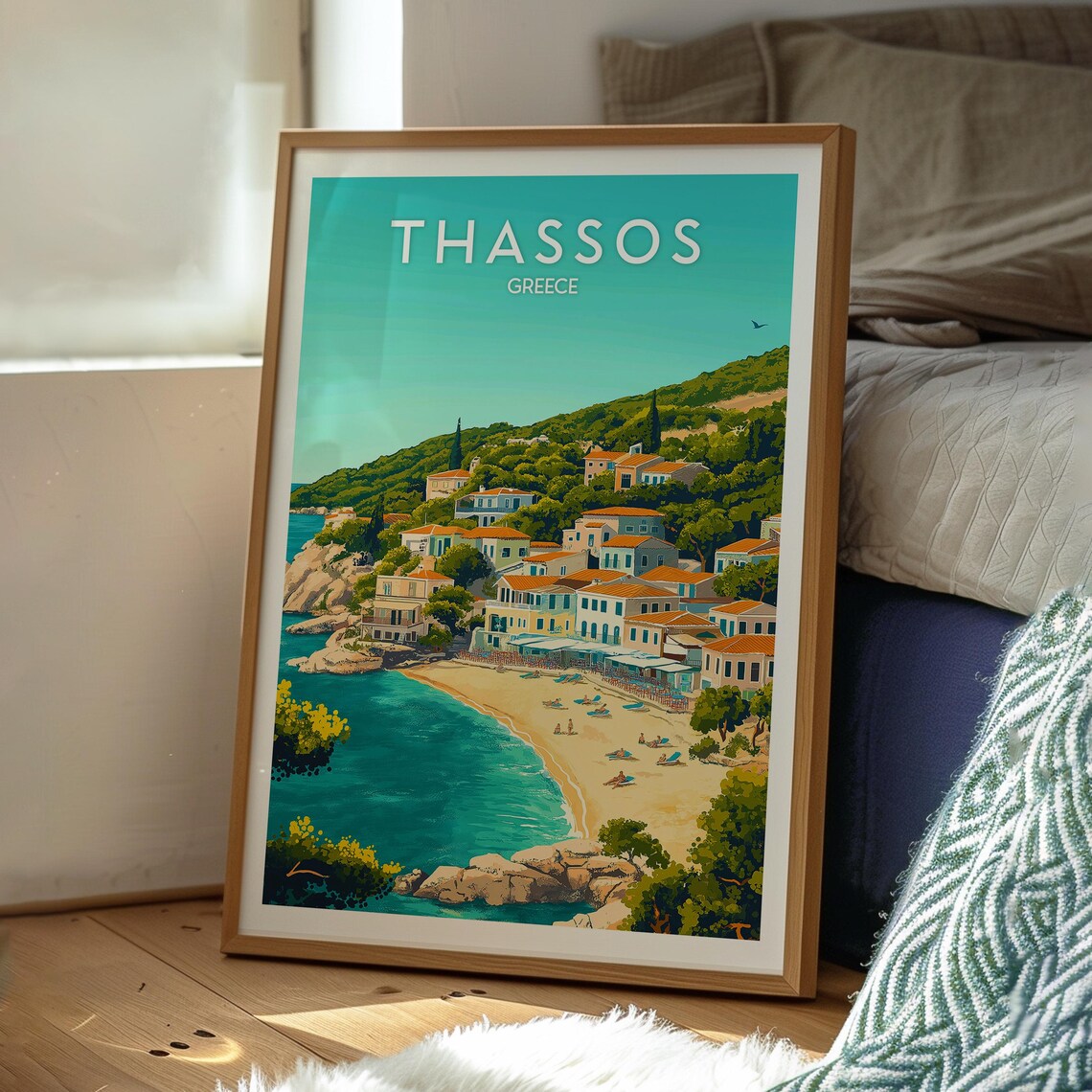 Thassos Greece Island Coastal Village Beach Summer Travel Poster - Image 3