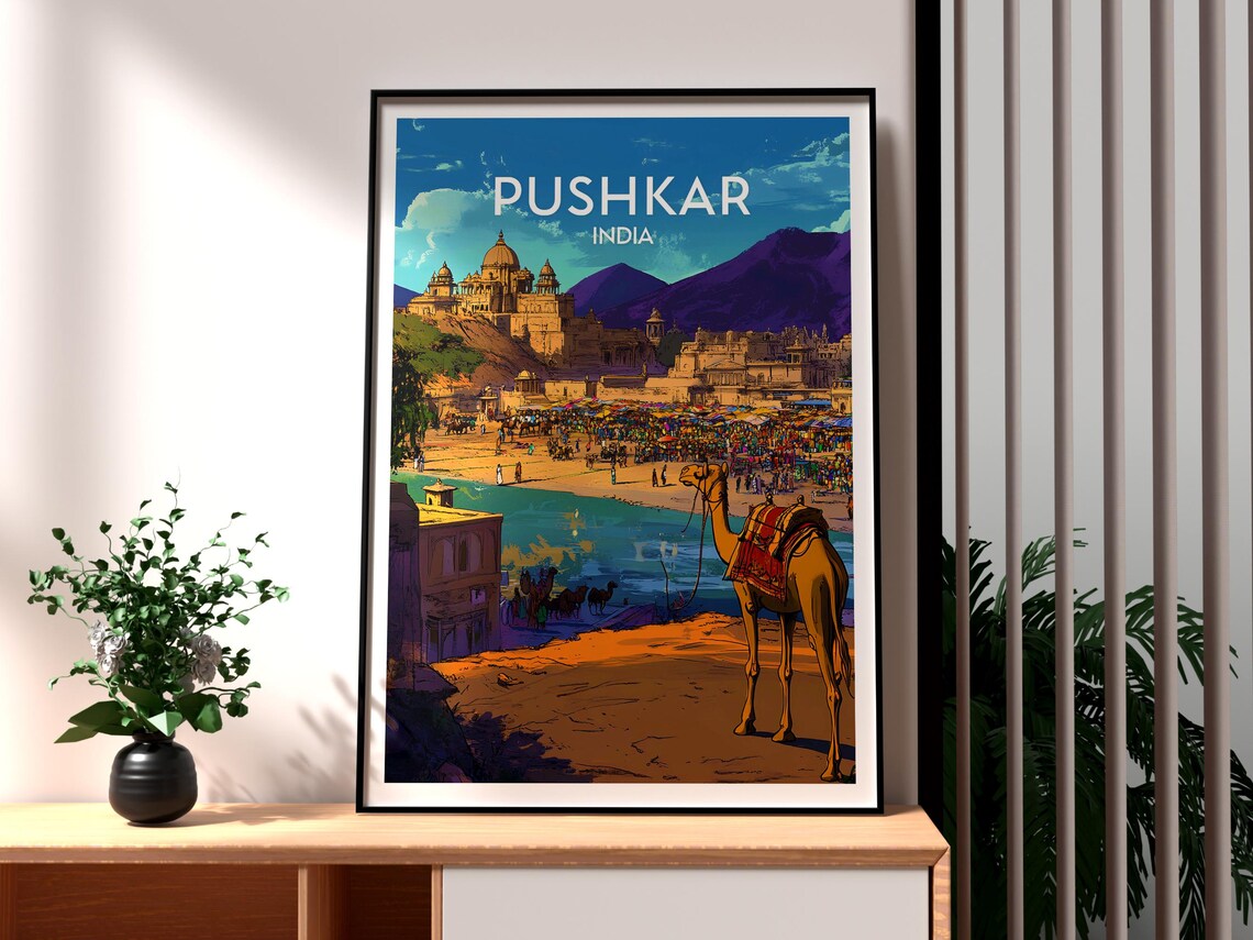 Pushkar India Camel Fair Sacred Lake Desert Town Travel Poster