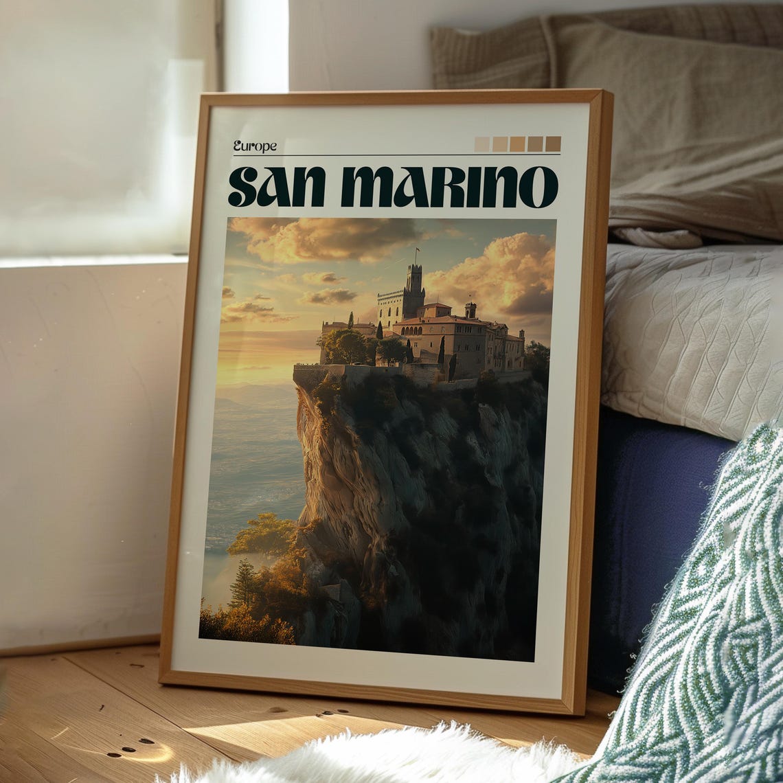 San Marino Europe Cliff Fortress Sunset Towers Vintage Travel Poster - Image 3
