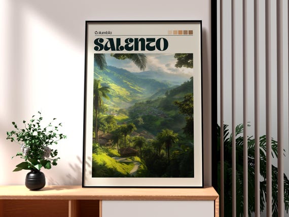 Salento Poster Colombia Coffee Travel Print Wall Art Backpacking South America