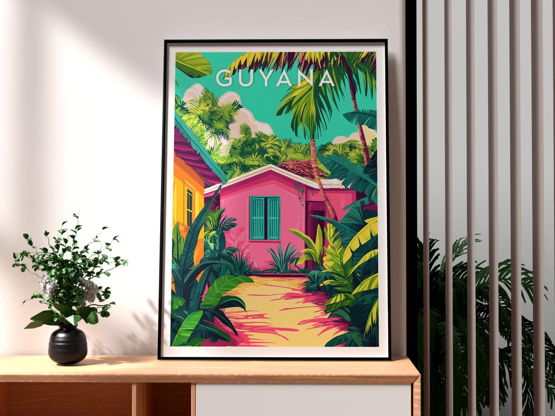 Guyana Poster Art Travel Print Wall Georgetown Backpacking South America