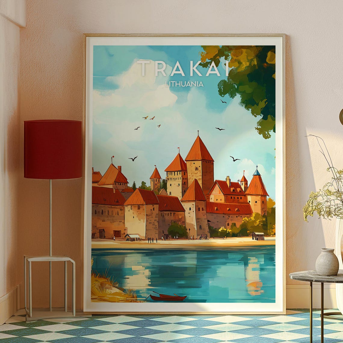 Trakai Lithuania Medieval Island Castle Lake View Travel Poster - Image 2