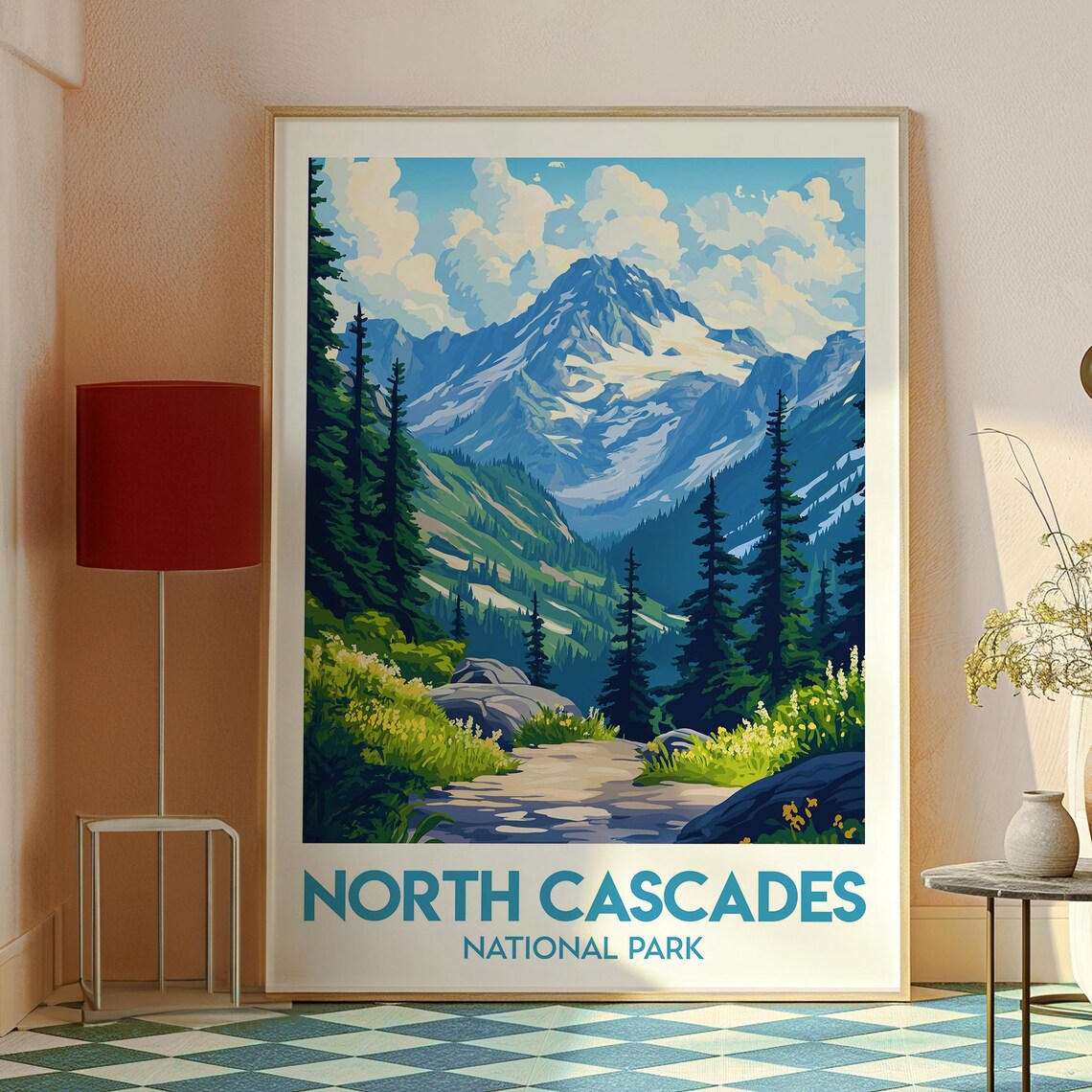 North Cascades National Park Alpine Peak Pine Forest Trail Poster - Image 2