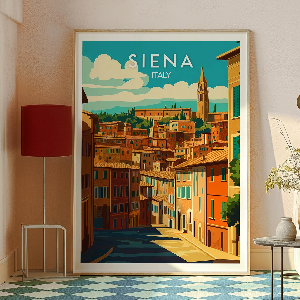 Siena Italy Tuscan Hill Town Historic Street Cityscape Travel Poster - Image 2