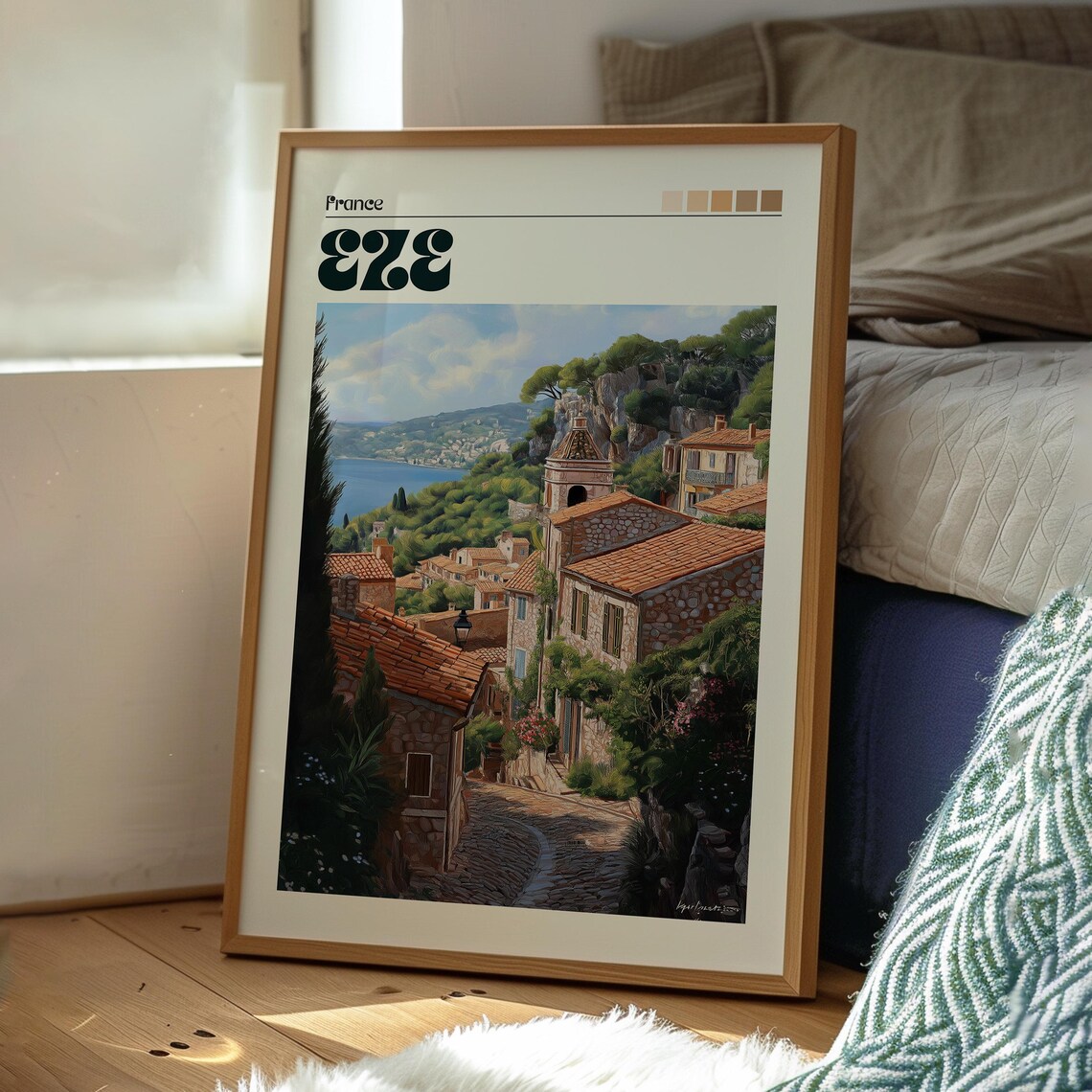 Eze France Riviera Hilltop Village Stone Church Sea View Poster - Image 3