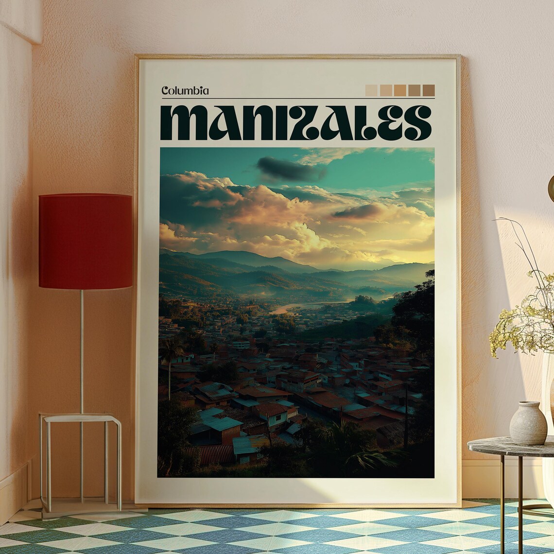 Manizales Colombia Mountain City Sunset Valley View Art Poster - Image 2