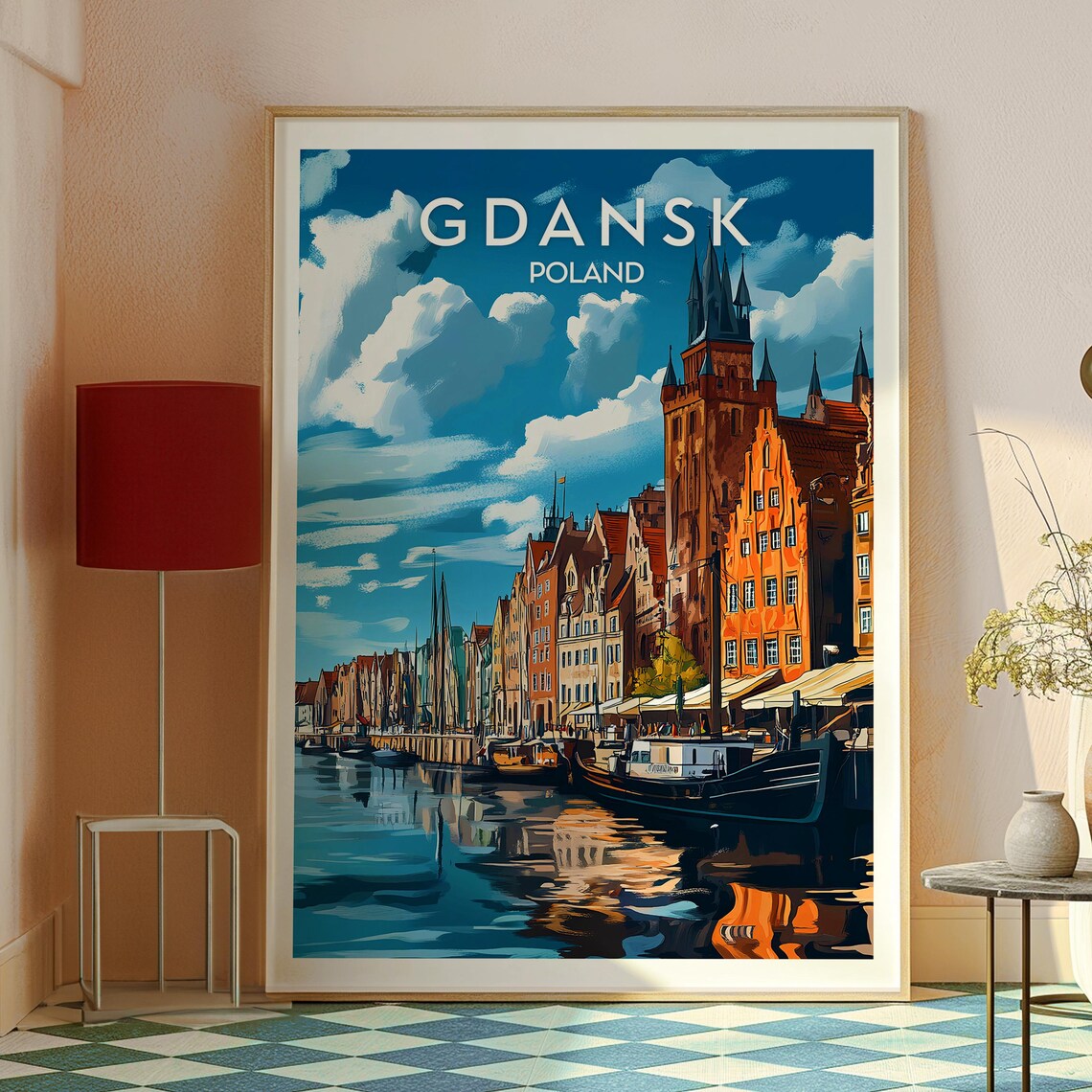 Gdansk Poland Motlawa Waterfront Historic Merchant Houses Poster - Image 2