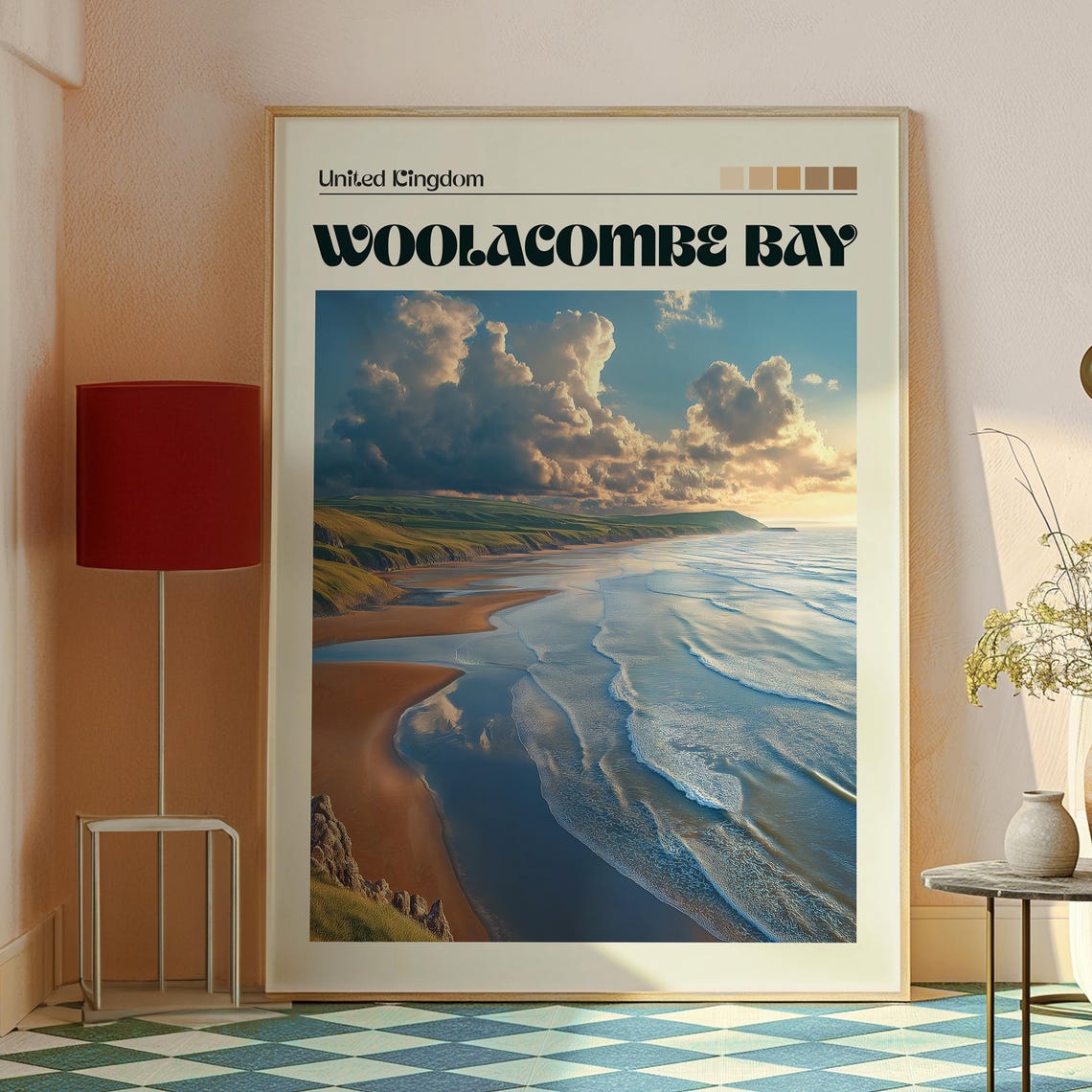 Woolacombe Bay England Sandy Beach Coast Surf Waves Travel Poster - Image 2