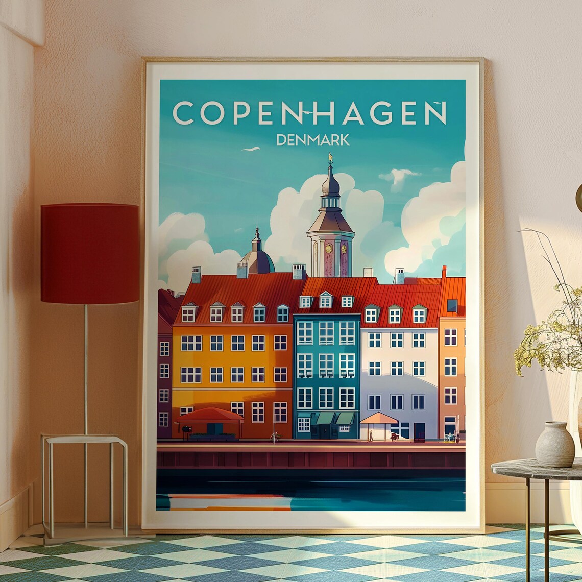 Copenhagen Denmark Nyhavn Colorful Harbor Houses Waterfront Travel Poster - Image 2