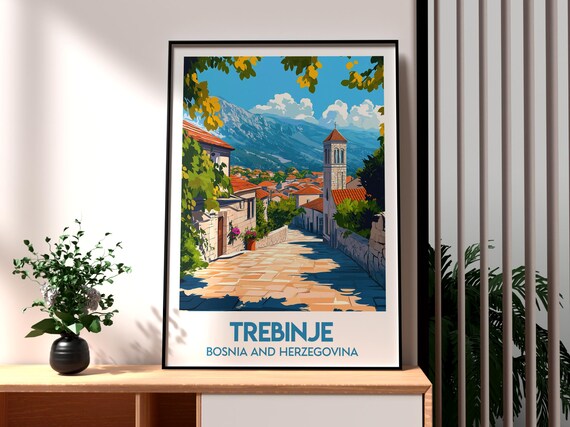 Trebinje Bosnia and Herzegovina Old Town Mountain Travel Poster