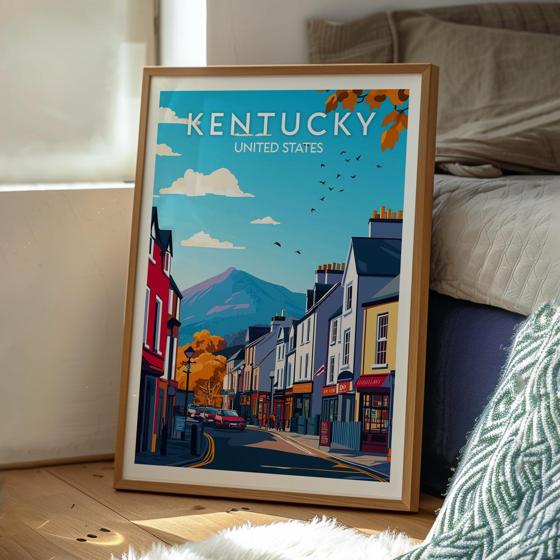 Kentucky Small Town Street With Distant Mountain Travel Poster - Image 3