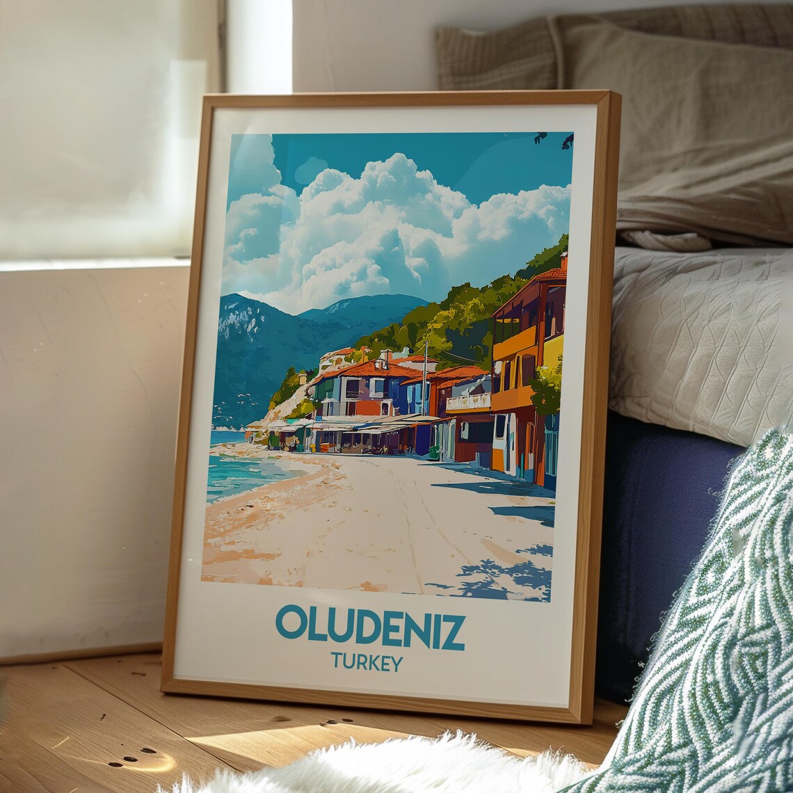 Oludeniz Turkey Blue Lagoon Beach Vintage Travel Illustration Poster - Image 3