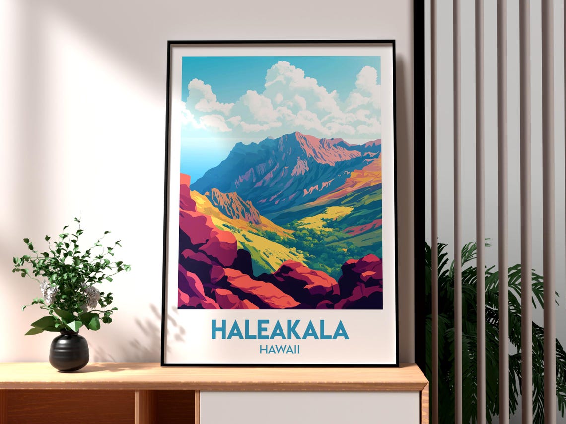Haleakala Hawaii Volcanic Crater Colorful Valley View Poster