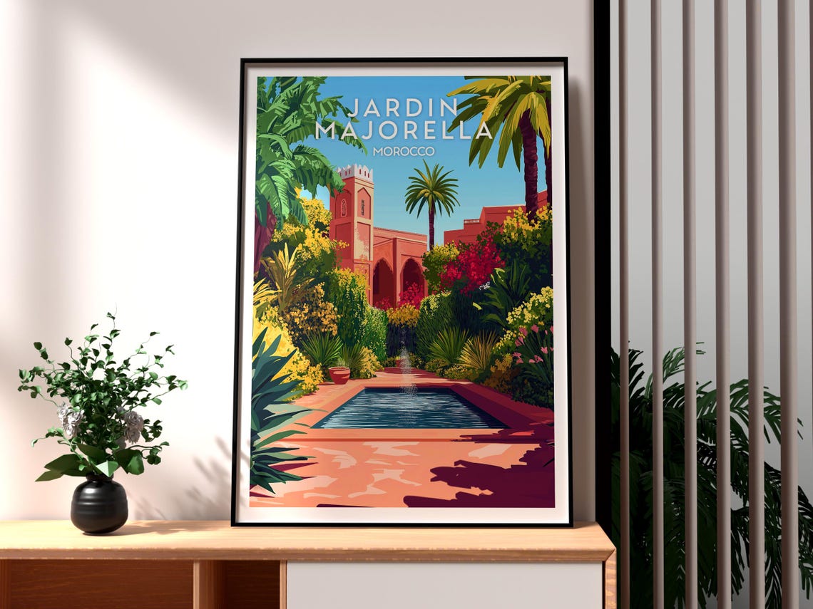 Jardin Majorella Morocco Botanical Garden Terracotta Palace Poster