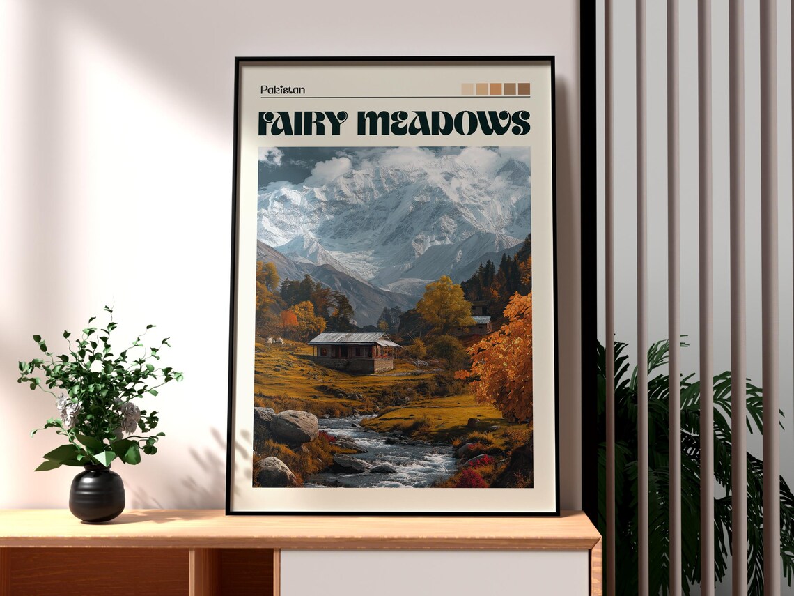 Fairy Meadows Travel Poster, Pakistan Mountains