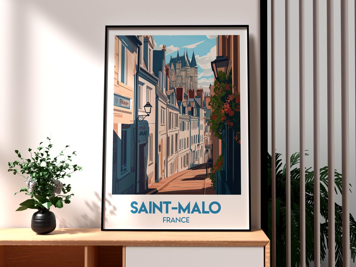 Saint Malo France Historic Street Old Houses Brittany Art Poster