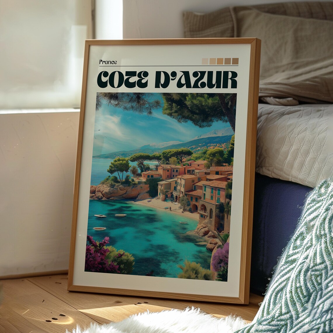 Cote d'Azur France French Riviera Seaside Village Bay Travel Poster - Image 3