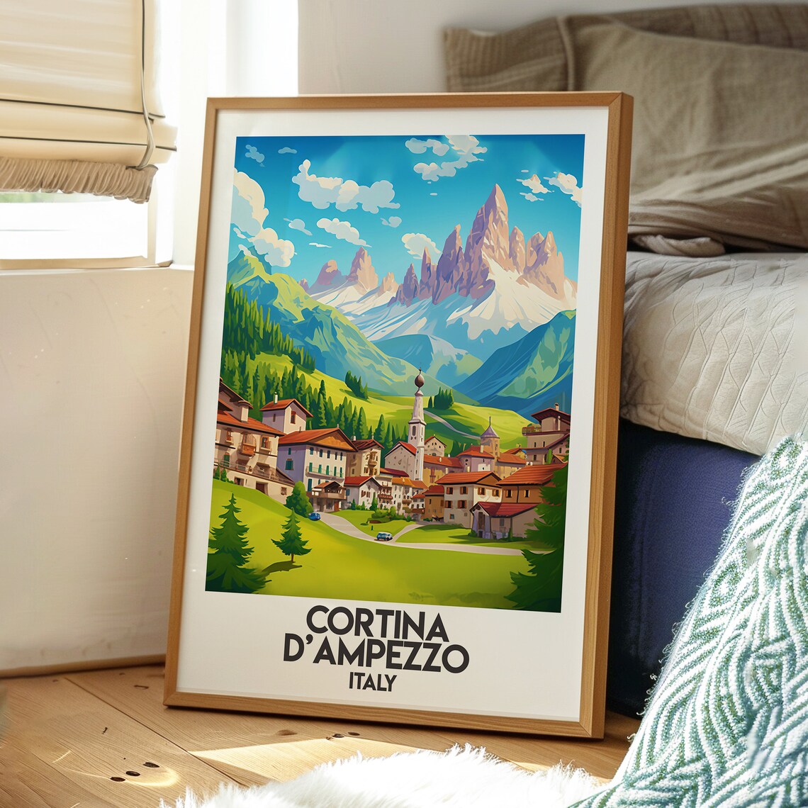 Cortina d Ampezzo Italy Dolomites Alpine Town Peaks Travel Poster - Image 3