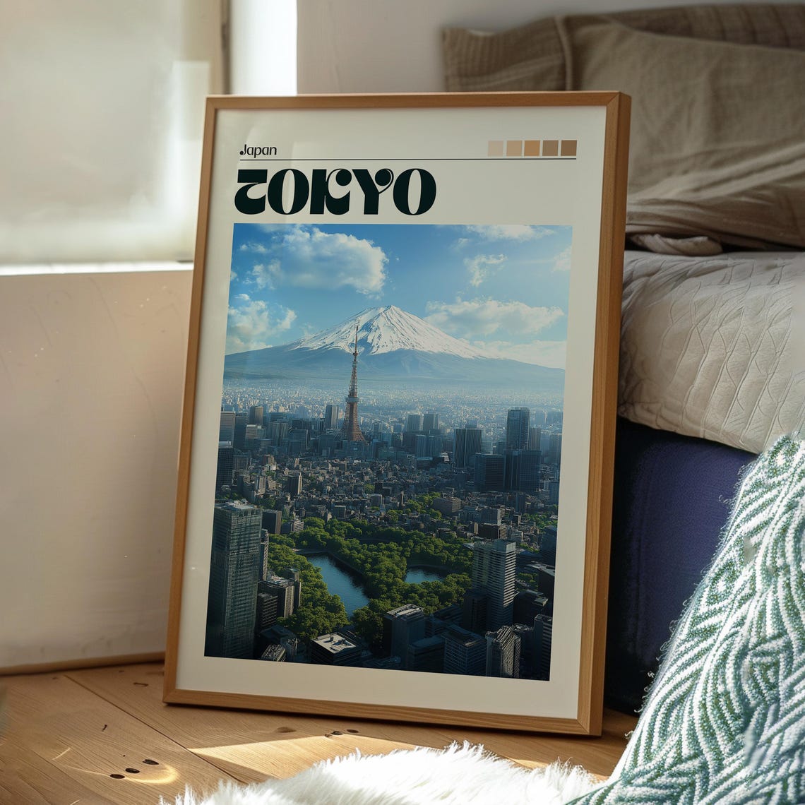 Tokyo Japan Mount Fuji Aerial Skyline Tower Retro Travel Poster - Image 3