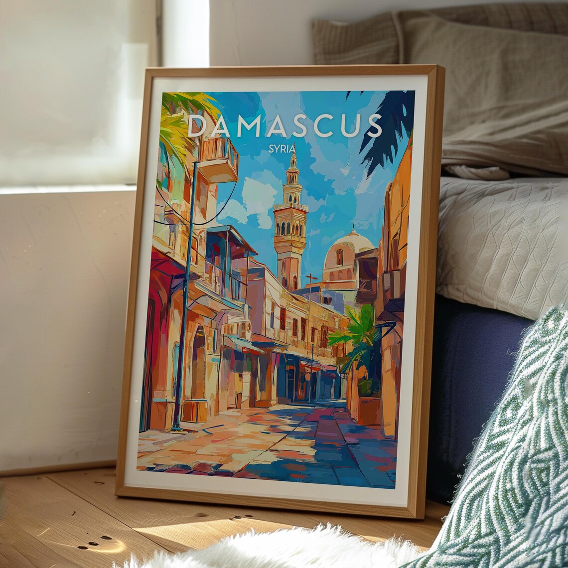 Damascus Syria Historic Old City Retro Vintage Style Travel Poster - Image 3