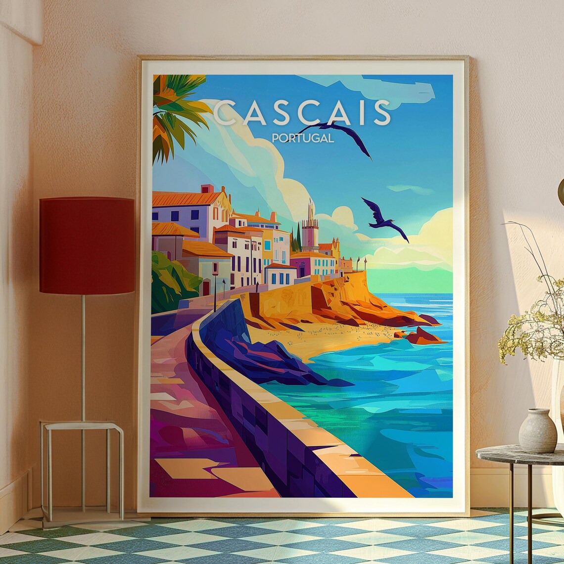 Cascais Portugal Seaside Promenade Ocean Cliffs Travel Poster - Image 2