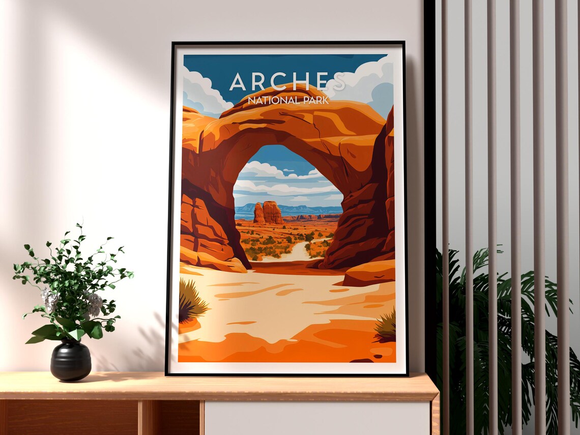 Arches National Park Sandstone Arch Desert Utah Canyon Travel Poster
