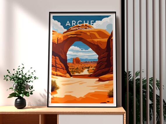 Arches National Park Sandstone Arch Desert Utah Canyon Travel Poster