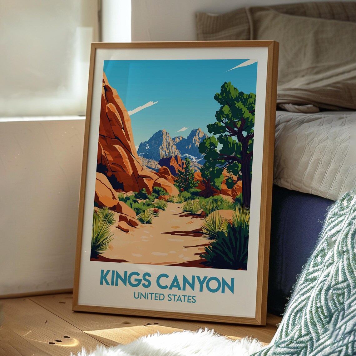 Kings Canyon United States Red Rock Desert Trail Scene Poster - Image 3