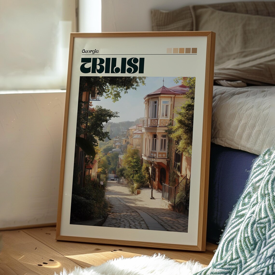 Tbilisi Georgia Old Town Hillside Street Sunlit Travel Poster - Image 3